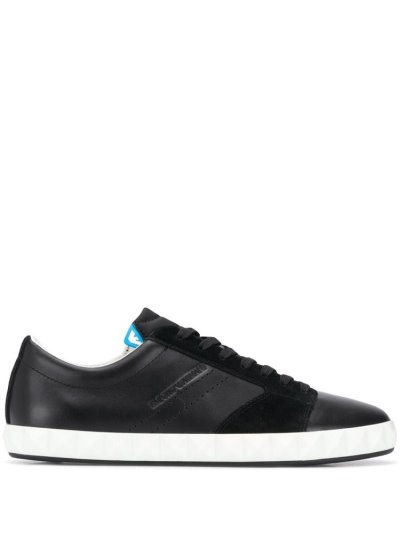 Black Armani Emporio Panelled Low Top Men's Sneakers | UAE26221