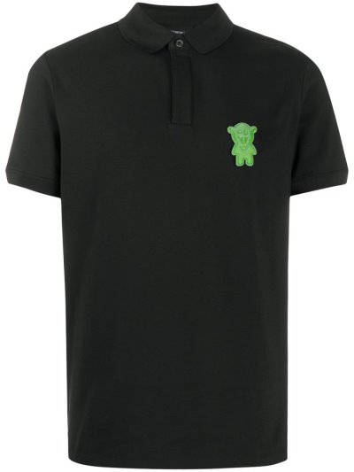 Black Armani Emporio Patch Detail Men's Polo Shirts | UAE33530