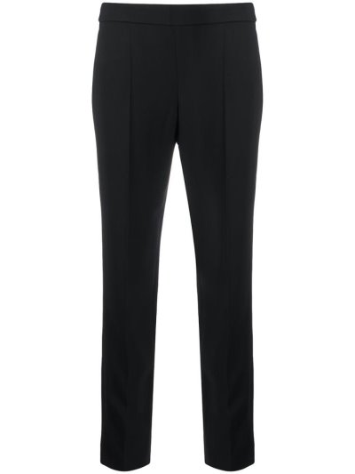 Black Armani Emporio Pintuck Slim Fit Women's Pants | UAE11717
