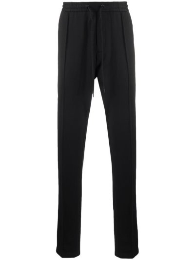 Black Armani Emporio Piped Slim Fit Track Men's Pants | UAE03243