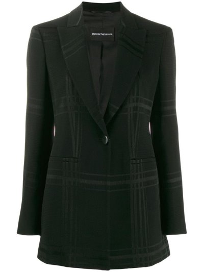 Black Armani Emporio Plaid Fitted Women's Jackets | UAE35386