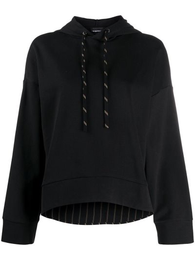 Black Armani Emporio Plain Cropped Women's Hoodie | UAE70742