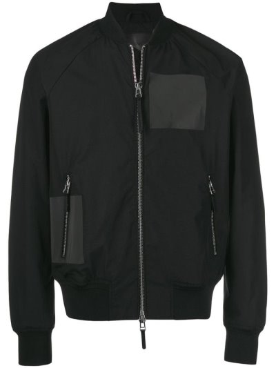 Black Armani Emporio Plain Men's Bomber Jacket | UAE50130