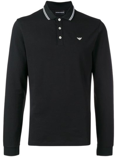 Black Armani Emporio Polo Men's Sweatshirts | UAE24238