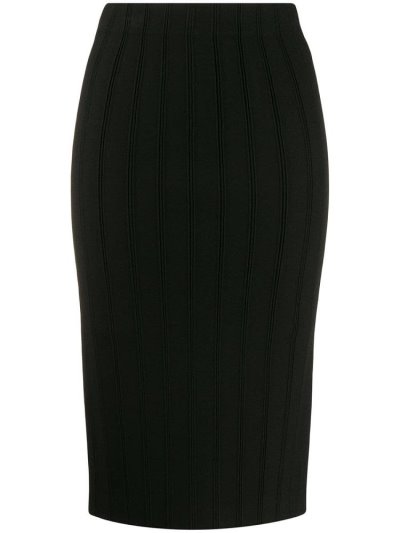Black Armani Emporio Ribbed Fitted Women's Skirts | UAE58003