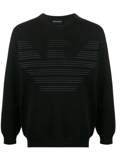 Black Armani Emporio Ribbed Logo Print Men's Sweatshirts | UAE58033
