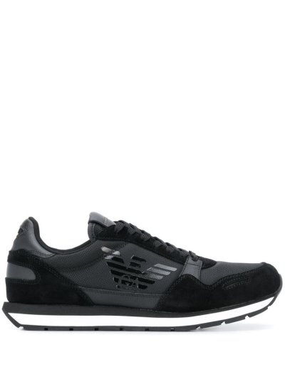 Black Armani Emporio Running Men's Sneakers | UAE46897