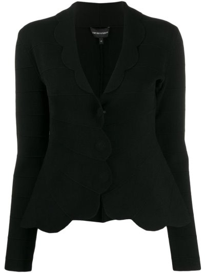 Black Armani Emporio Scalloped Fitted Women's Jackets | UAE15884