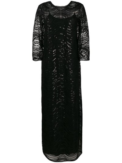Black Armani Emporio Sequin Embellished Gown Women's Dress | UAE26150