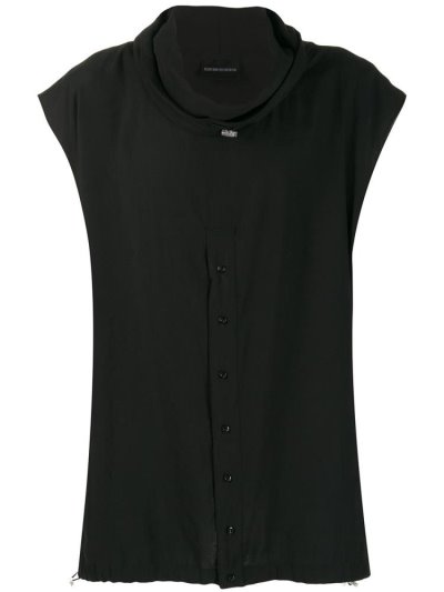 Black Armani Emporio Shawl Drawstring Neck Men's Vest | UAE57603