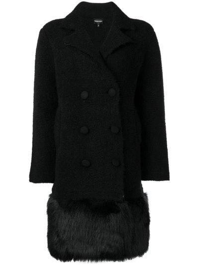 Black Armani Emporio Short Double Breasted Women's Coats | UAE33826