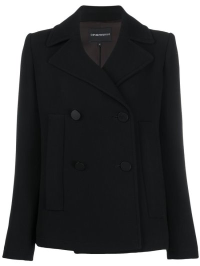 Black Armani Emporio Short Double Breasted Women's Jackets | UAE72277