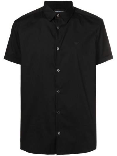 Black Armani Emporio Short Sleeve Men's Shirts | UAE24955