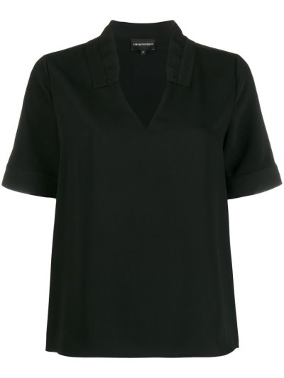 Black Armani Emporio Short Sleeve Women's Blouse | UAE33470