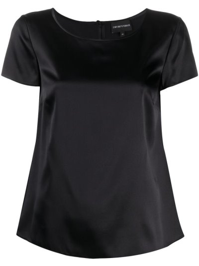 Black Armani Emporio Short Sleeve Women's Blouse | UAE66353