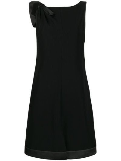 Black Armani Emporio Shoulder Bow Shift Dress Women's Dress | UAE93781