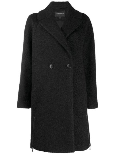 Black Armani Emporio Single Breasted Women's Coats | UAE11695