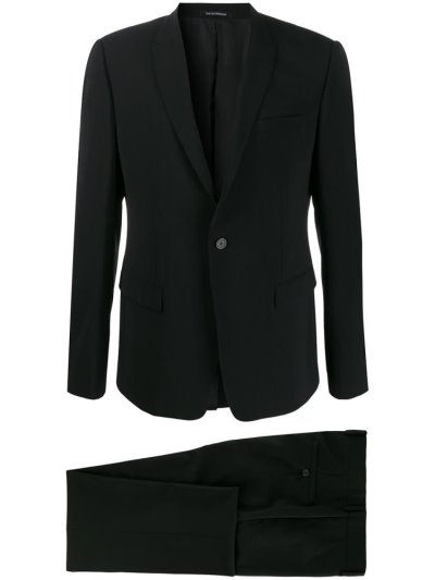 Black Armani Emporio Single Breasted Two Piece Formal Men's Suits | UAE75212