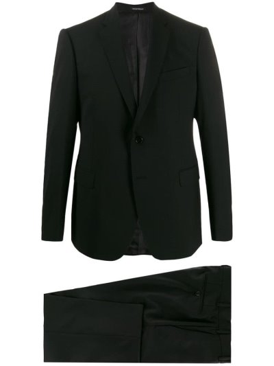 Black Armani Emporio Single Breasted Men's Suits | UAE97282