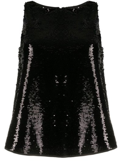 Black Armani Emporio Sleeveless Flared Women's Tops | UAE31941