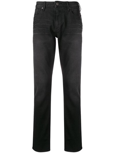 Black Armani Emporio Slim Fit Men's Jeans | UAE45105