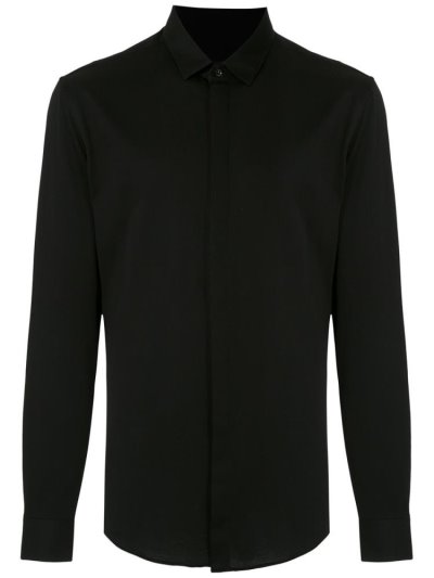 Black Armani Emporio Slim Fit Men's Shirts | UAE99956
