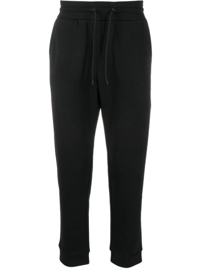 Black Armani Emporio Slim Fit Track Men's Pants | UAE66002