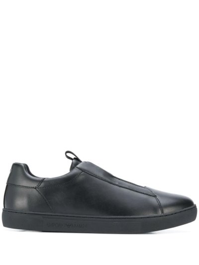 Black Armani Emporio Slip On Men's Sneakers | UAE52025