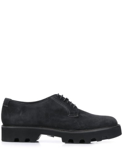 Black Armani Emporio Smooth Lace Up Shoes Men's Shoes | UAE05925