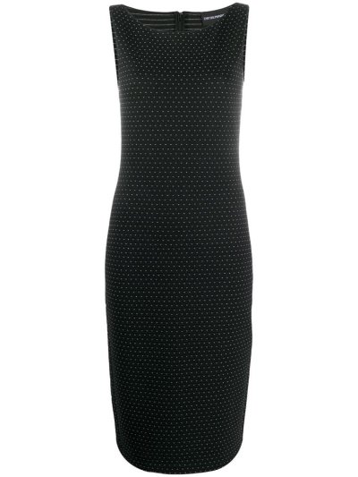 Black Armani Emporio Spotted Shift Dress Women's Dress | UAE21121