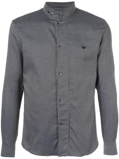 Black Armani Emporio Stand Up Collar Men's Shirts | UAE29073