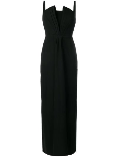Black Armani Emporio Stiff Lined Bodice Gown Women's Dress | UAE56023