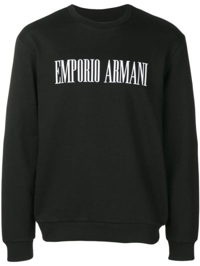 Black Armani Emporio Stop Wishing, Start Doing Men's Sweatshirts | UAE10306