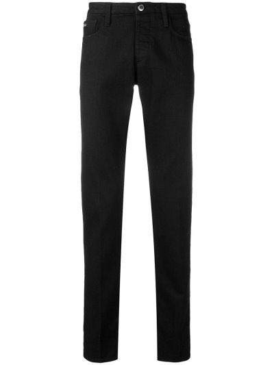 Black Armani Emporio Straight Leg Men's Jeans | UAE84102