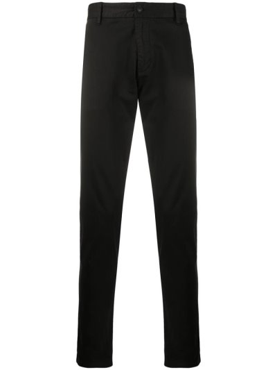 Black Armani Emporio Straight Leg Men's Chinos | UAE87260