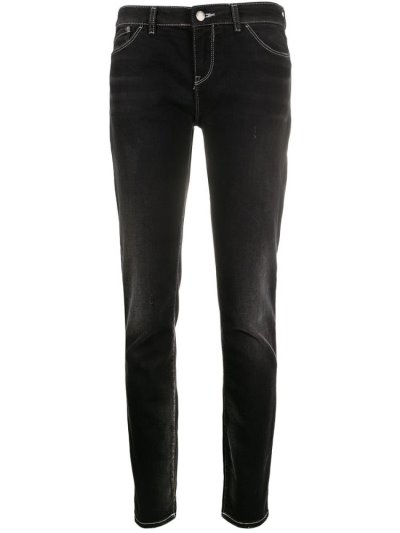 Black Armani Emporio Stretch Fit Low Waist Women's Jeans | UAE74001