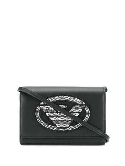 Black Armani Emporio Studded Logo Women's Crossbody Bags | UAE81506