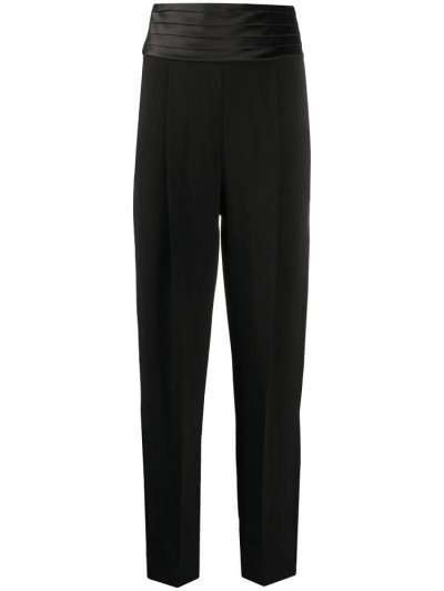 Black Armani Emporio Tailored Tuxedo Women's Pants | UAE68116