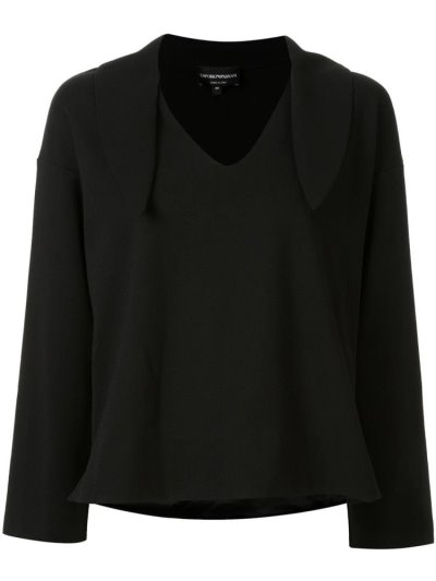 Black Armani Emporio Tied Neck Women's Jumpers | UAE38582