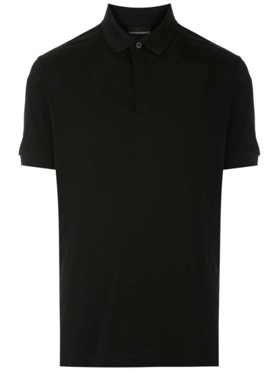 Black Armani Emporio Tonal Logo Men's Polo Shirts | UAE07186