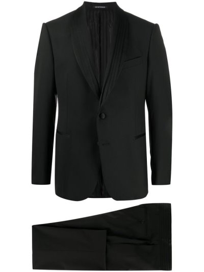 Black Armani Emporio Two Piece Dinner Men's Suits | UAE27163