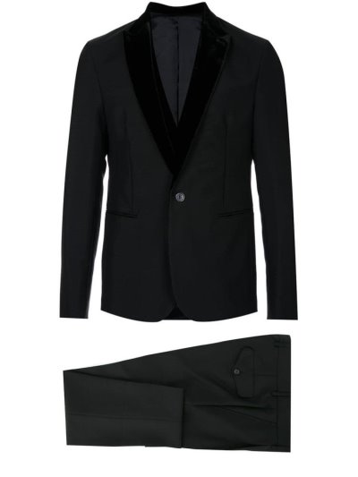 Black Armani Emporio Two Piece Dinner Men's Suits | UAE27500
