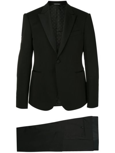 Black Armani Emporio Two Piece Dinner Men's Suits | UAE99333