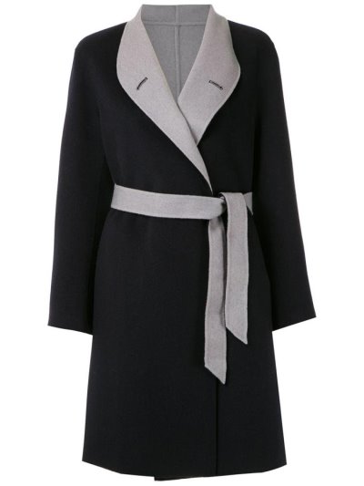 Black Armani Emporio Wrap Style Women's Coats | UAE26748
