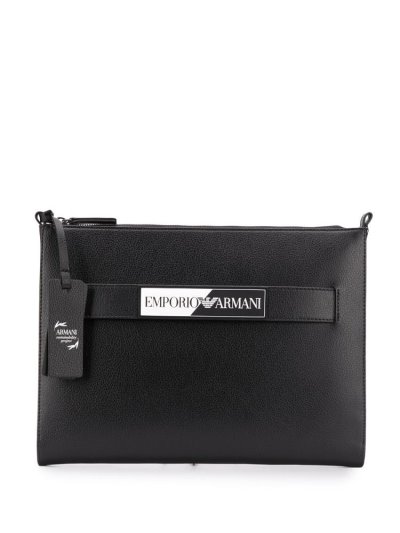 Black Armani Emporio Wrist Strap Men's Clutch Bag | UAE66765