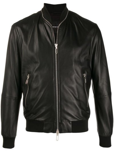 Black Armani Emporio Zip Around Men's Bomber Jacket | UAE25868