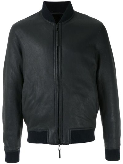 Black Armani Emporio Zipped Up Men's Bomber Jacket | UAE63043