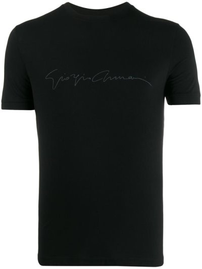 Black Giorgio Armani Branded Men's T Shirts | UAE81944