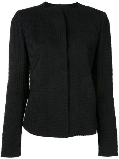 Black Giorgio Armani Concealed Front Women's Jackets | UAE14081
