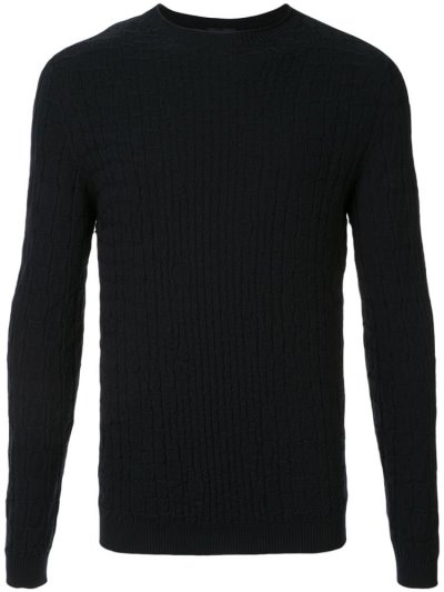 Black Giorgio Armani Croc Jacquard Men's Jumpers | UAE53012